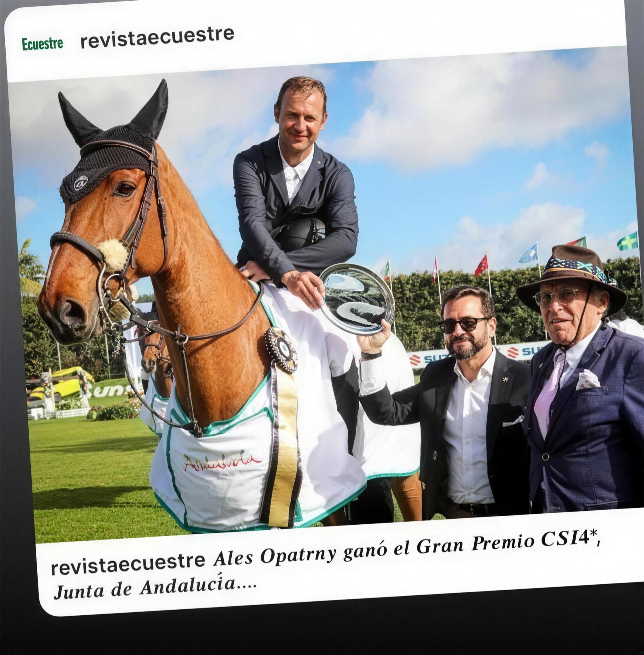 Ale&scaron; Opatrn&yacute; auf Forewer nach dem Sieg im Gro&szlig;en Preis CSI4*